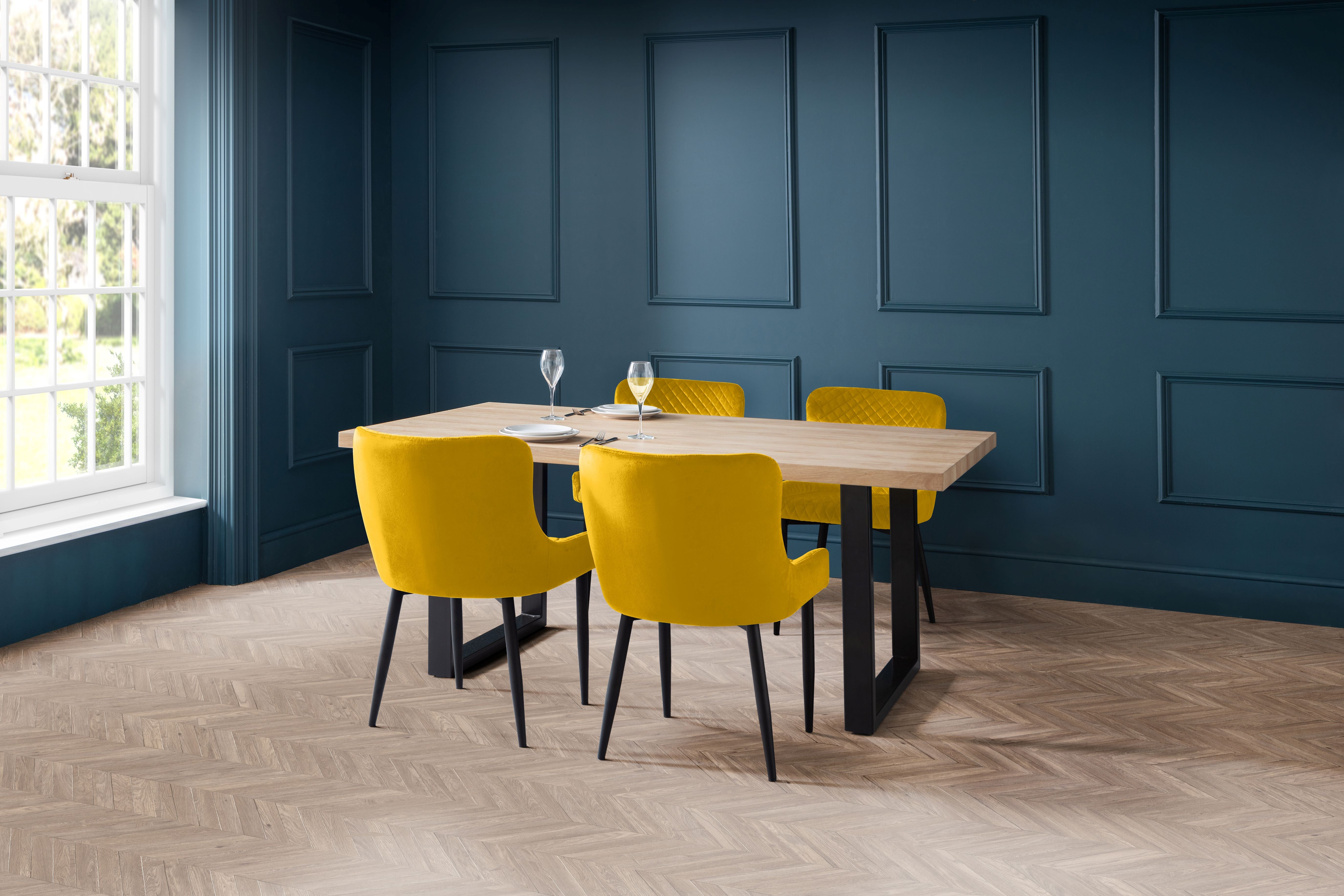Pair of Luxe Dining Chairs Mustard Velvet