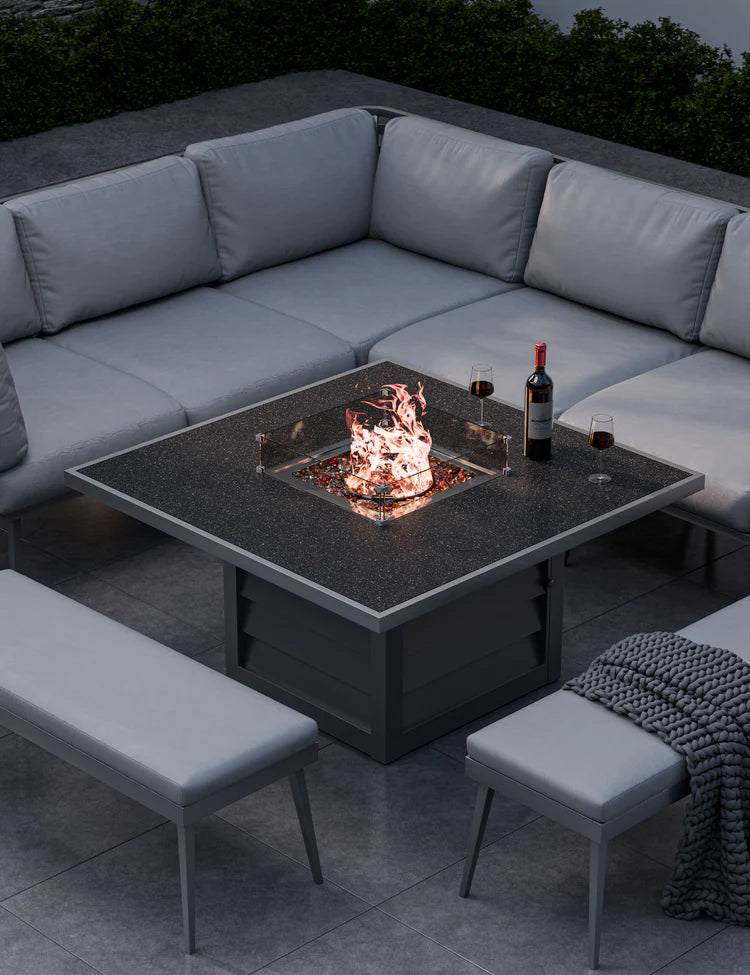 Mayfair Grey Square 10 Seater Firepit Dining set