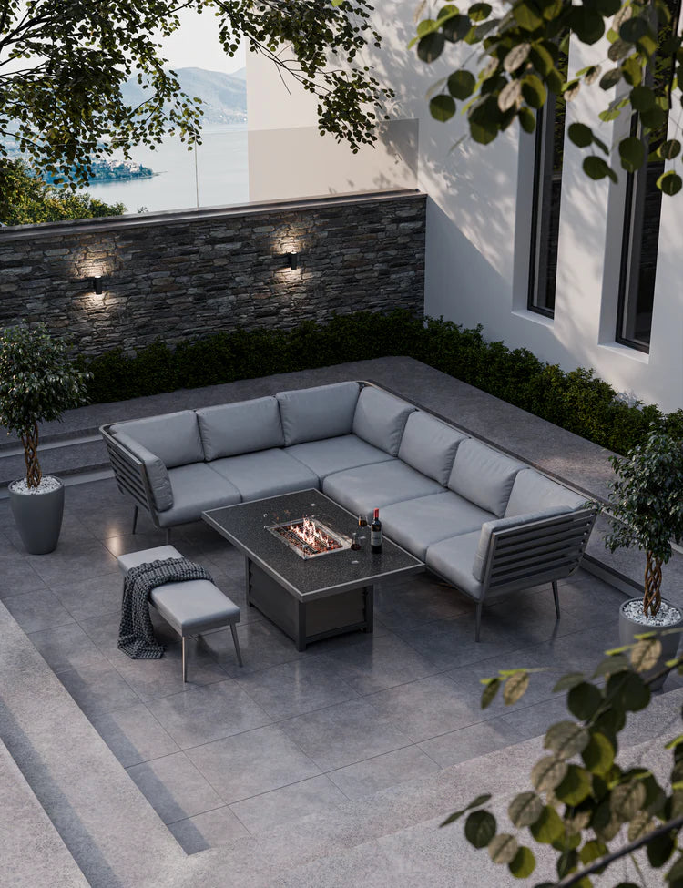 Mayfair Grey Firepit 8 Seater Dining set
