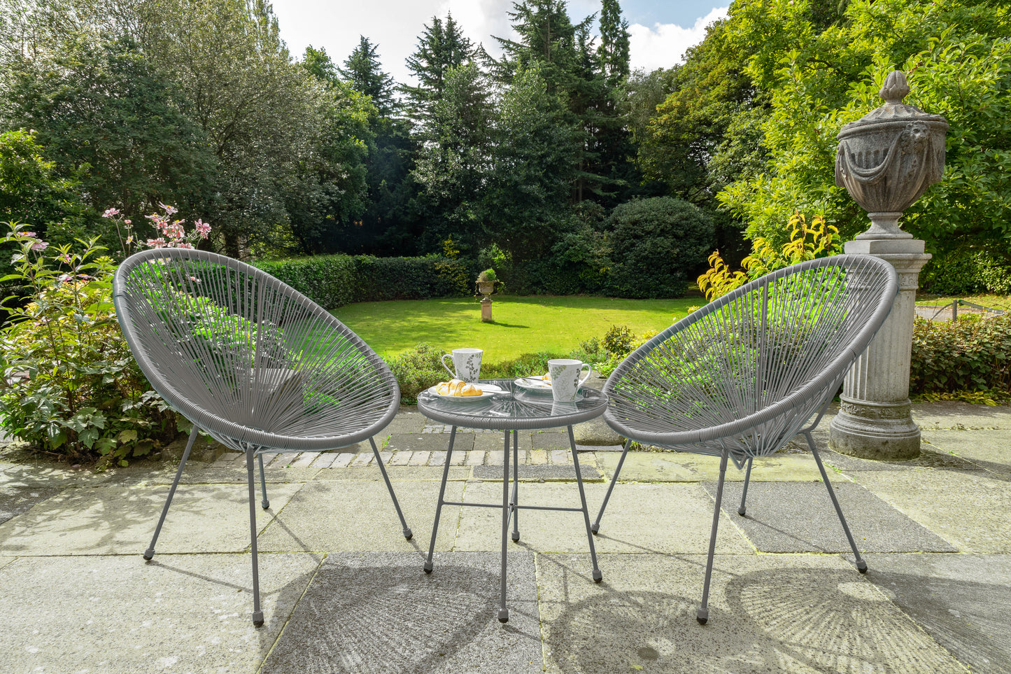 Monaco Grey Egg Chair Bistro Set