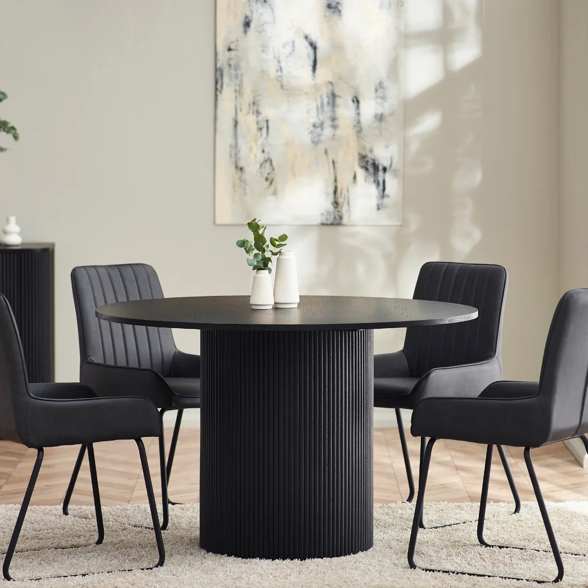 Marino Black Fluted Round Dining Table