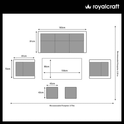 Paris 7 Seater 6pc Deluxe Sofa Dining Set