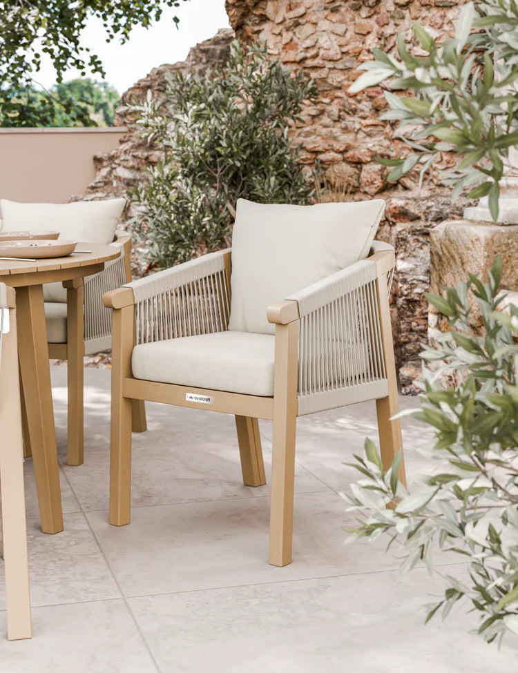 Roma 6 Seater Round Sunray with Black Granite Dining Set with Roma Dining Chairs