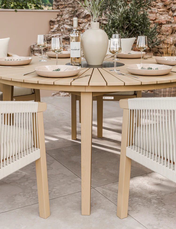 Roma 6 Seater Round Sunray with Black Granite Dining Set with Roma Dining Chairs