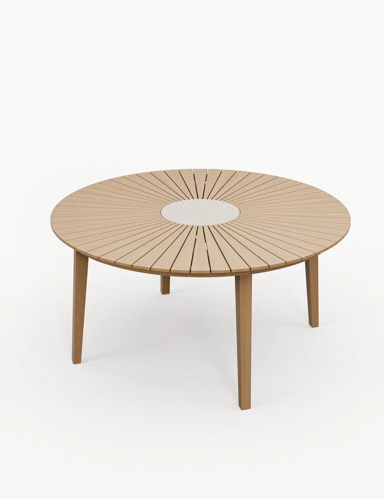 Roma 6 Seater 150cm Round Sunray with Terrazzo Insert Dining Set with 6 Sol Dining Chairs