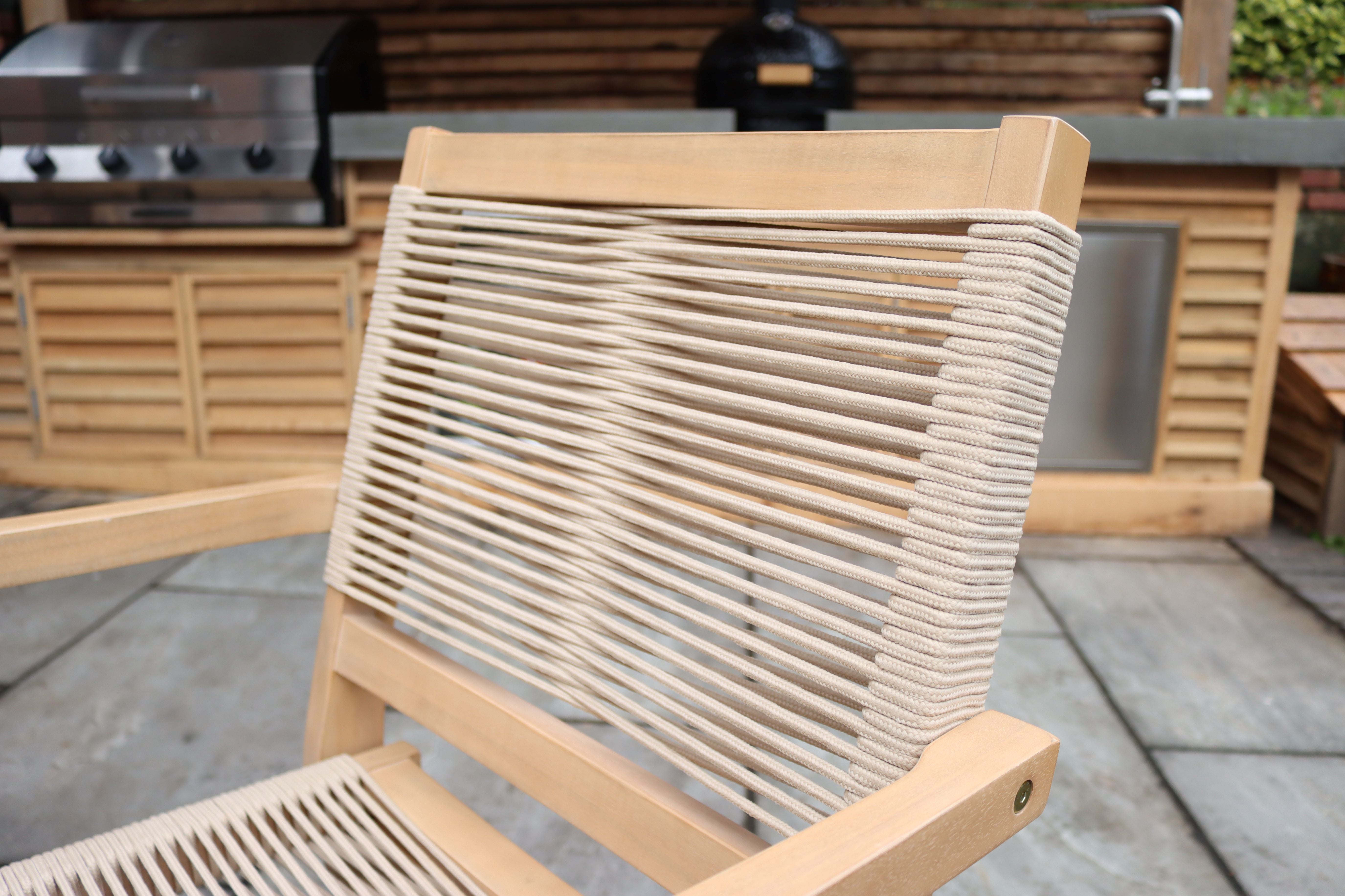 Roma Sunray Bistro Table with Roma Rope Stacking Chairs