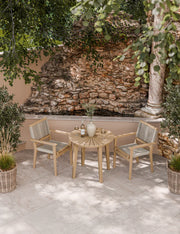 Roma Sunray Bistro Table with Roma Rope Stacking Chairs