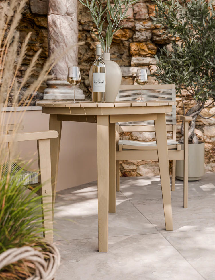 Roma Sunray Bistro Table with Roma Rope Stacking Chairs
