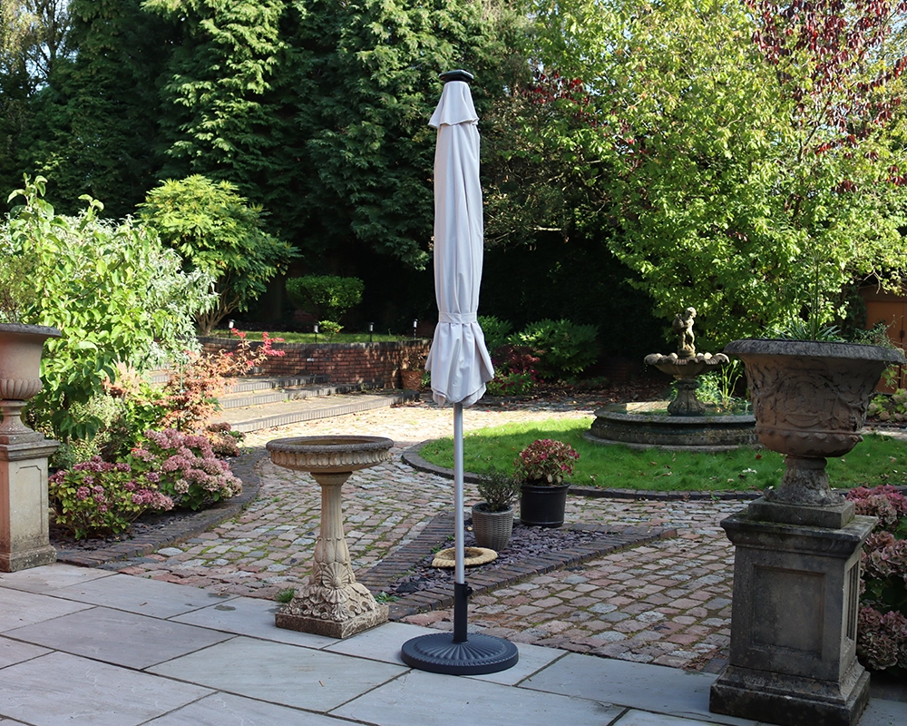 Ivory Crank & Tilt Parasol with LED Strip Lights