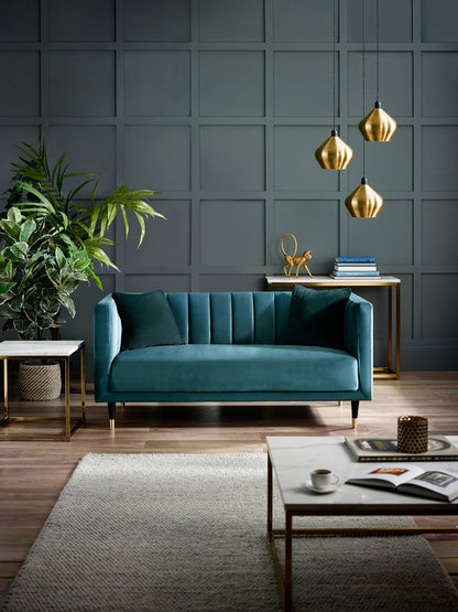 Beziers 2 Seater Sofa Teal Velvet