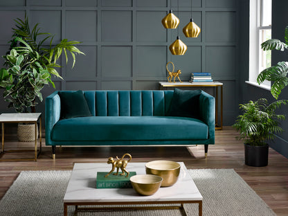 Beziers 3 Seater Sofa Teal Velvet