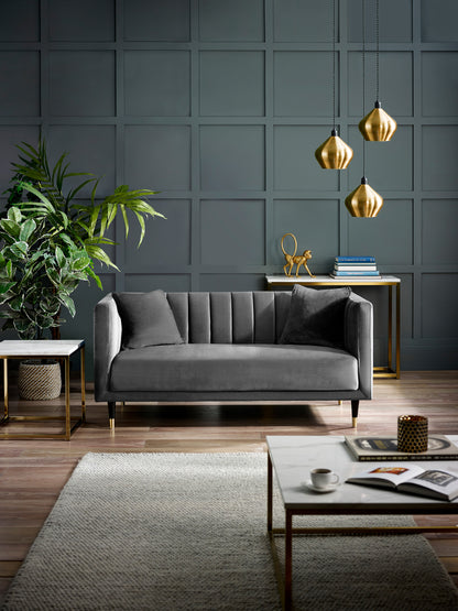 Beziers 2 Seater Sofa Grey Velvet