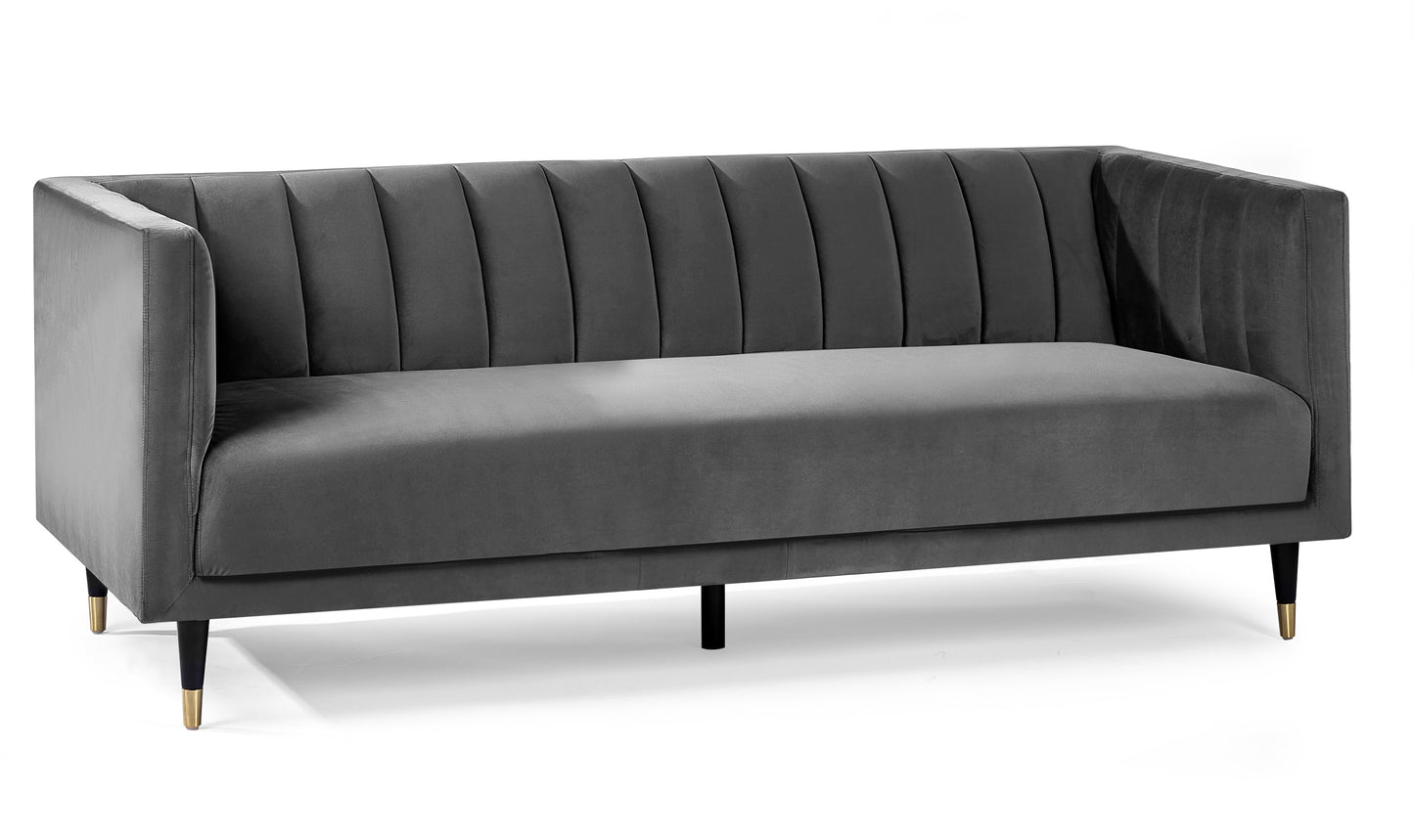 Beziers 3 Seater Sofa Grey Velvet