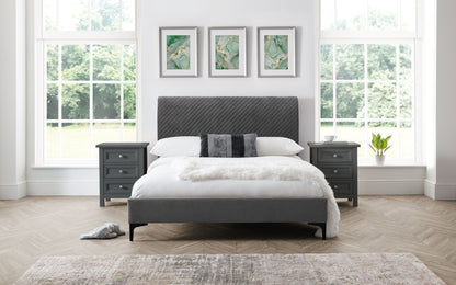 Ashbury Diamond Quilted Velvet Bed