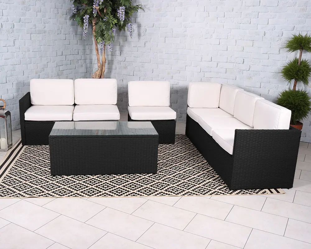 Berlin Six Seater Corner Lounging Set in Black