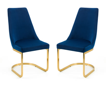 Pair of Vivaldi Dining Chairs Blue Velvet