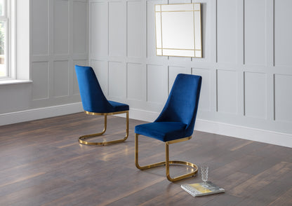 Pair of Vivaldi Dining Chairs Blue Velvet