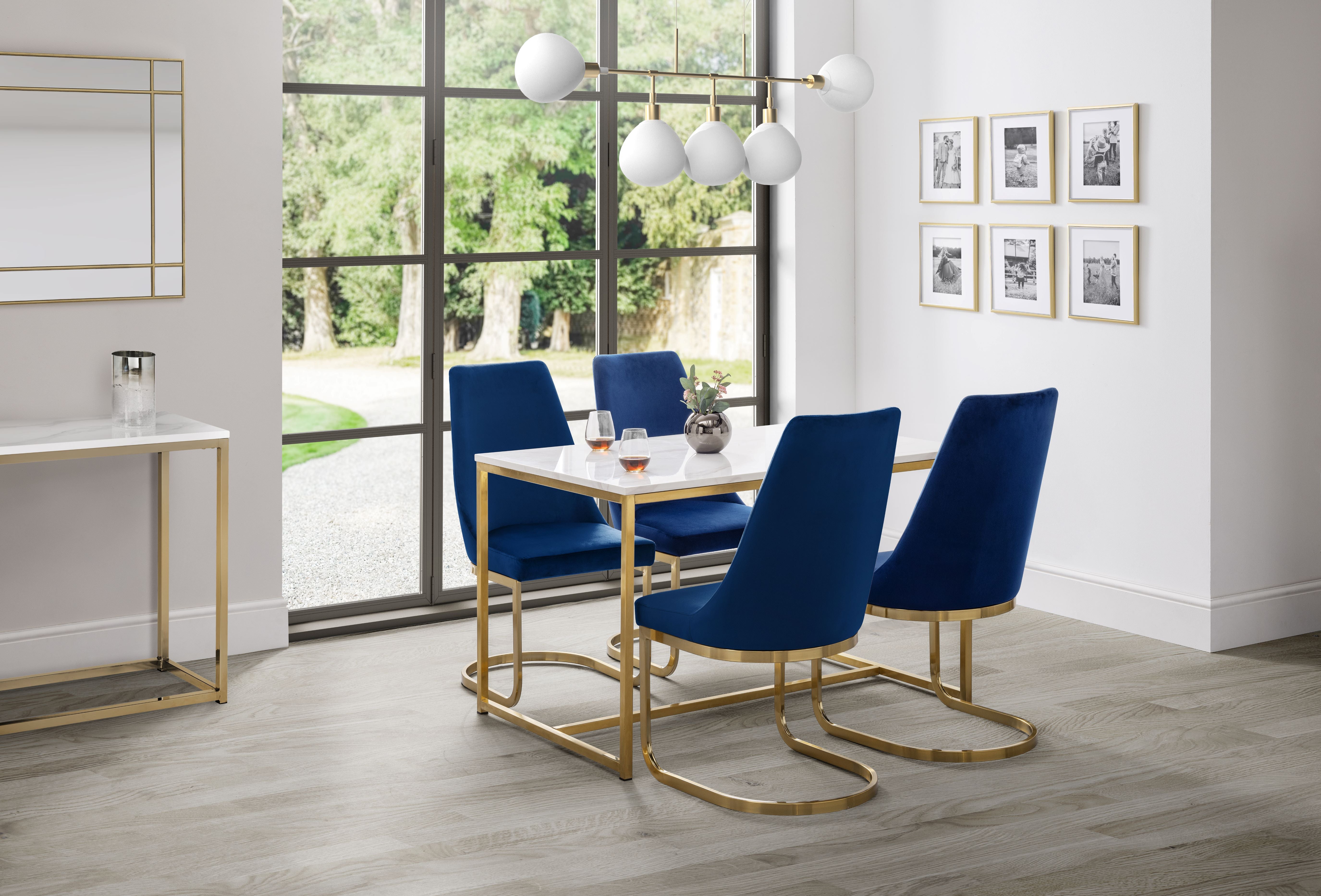Pair of Vivaldi Dining Chairs Blue Velvet