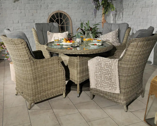 Wentworth 4 Seater Round Dining Set & Highback Chairs