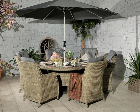 Wentworth 6 Seater Round Highback Comfort Dining Set