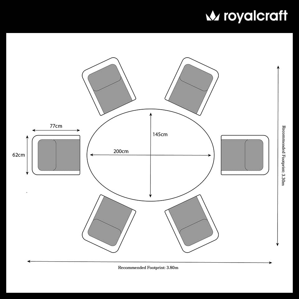 Wentworth 6 Seater Ellipse Highback Dining Set