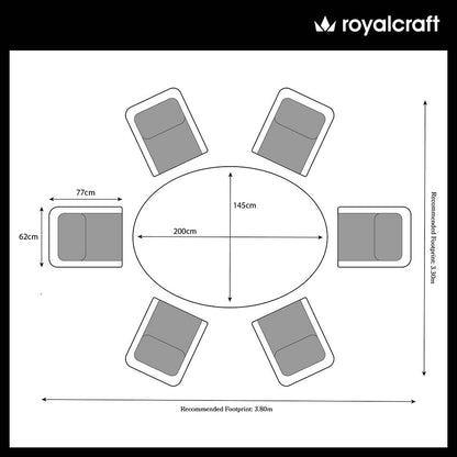 Wentworth 6 Seater Ellipse Highback Dining Set