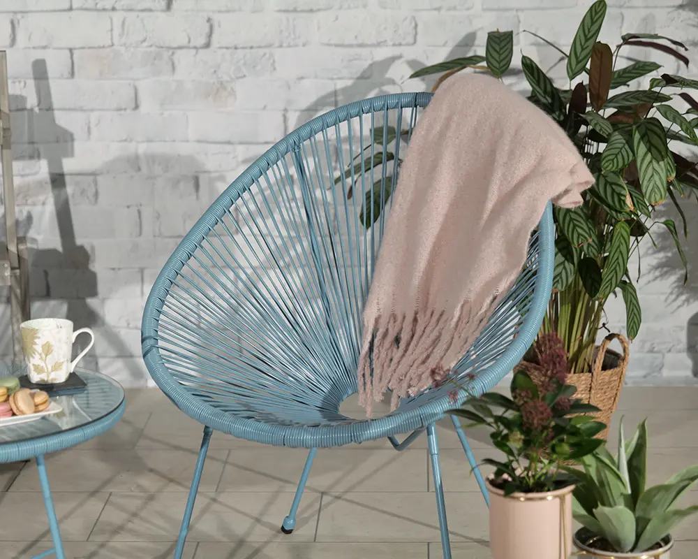 Monaco Blue Egg Chair Bistro Set