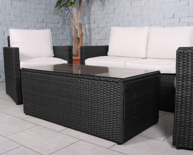 Berlin Four Seater Corner Lounging Set in Black