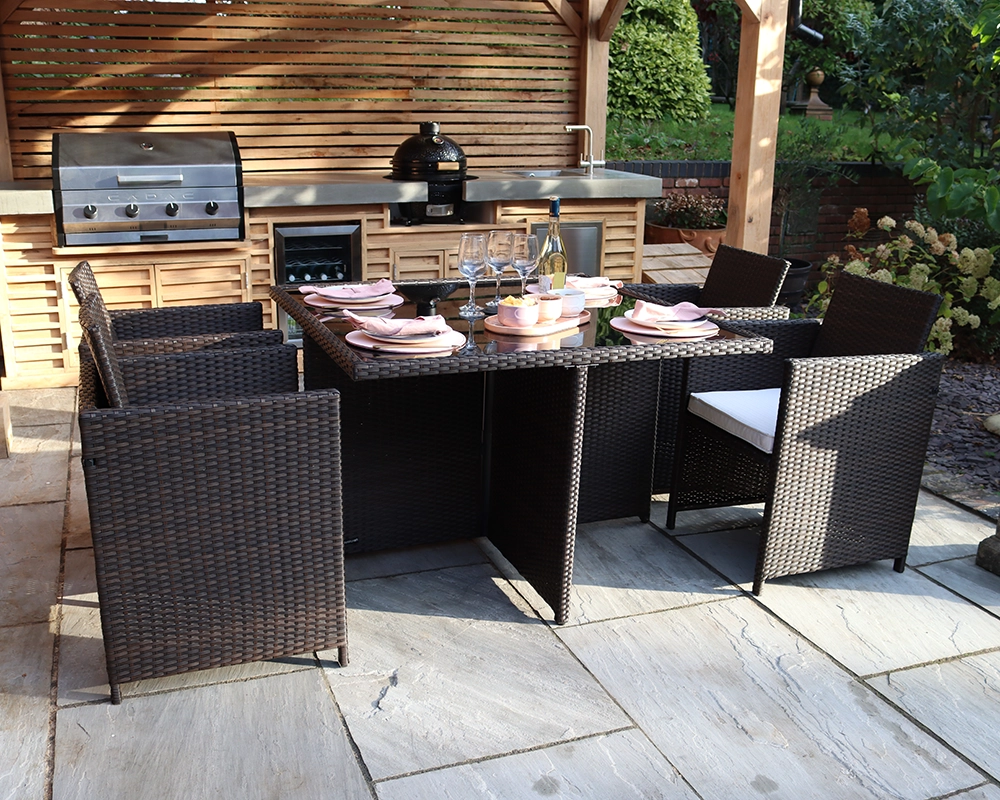 Nevada Brown 4 Seater Cube Set