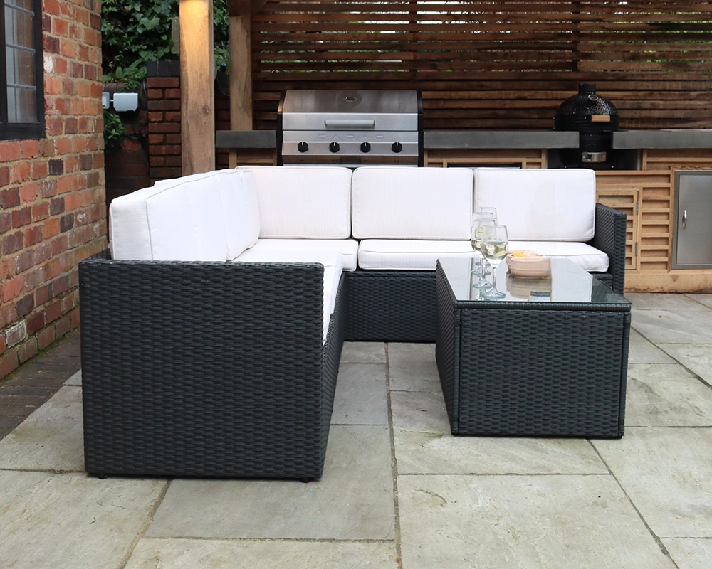 Berlin Six Seater Corner Lounging Set in Black