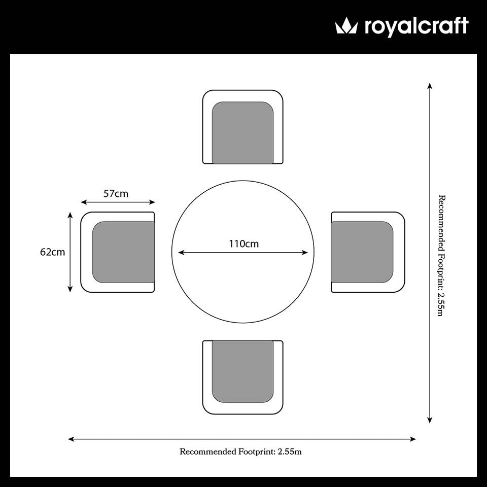 Malaga 4 Seater Round Dining Set