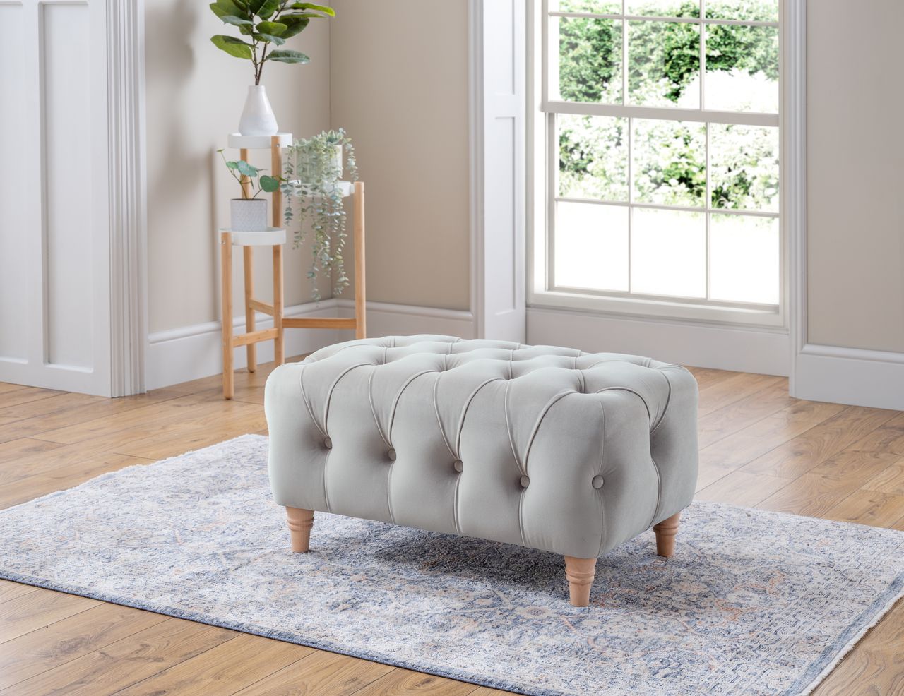 Canterbury Velvet Footstool