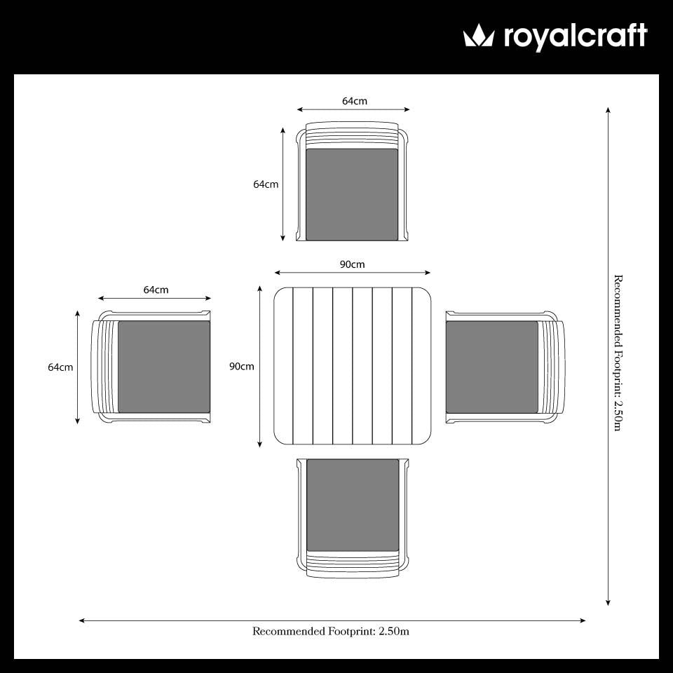 Faro Black 4 Seater Square Dining Set