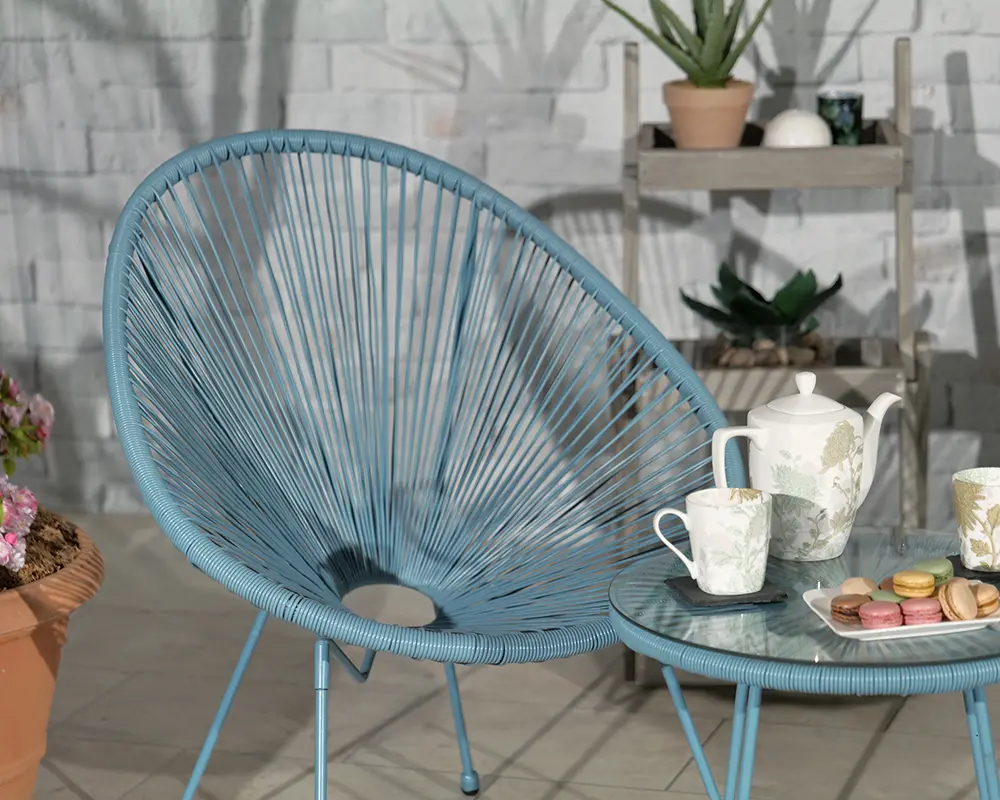 Monaco Blue Egg Chair Bistro Set