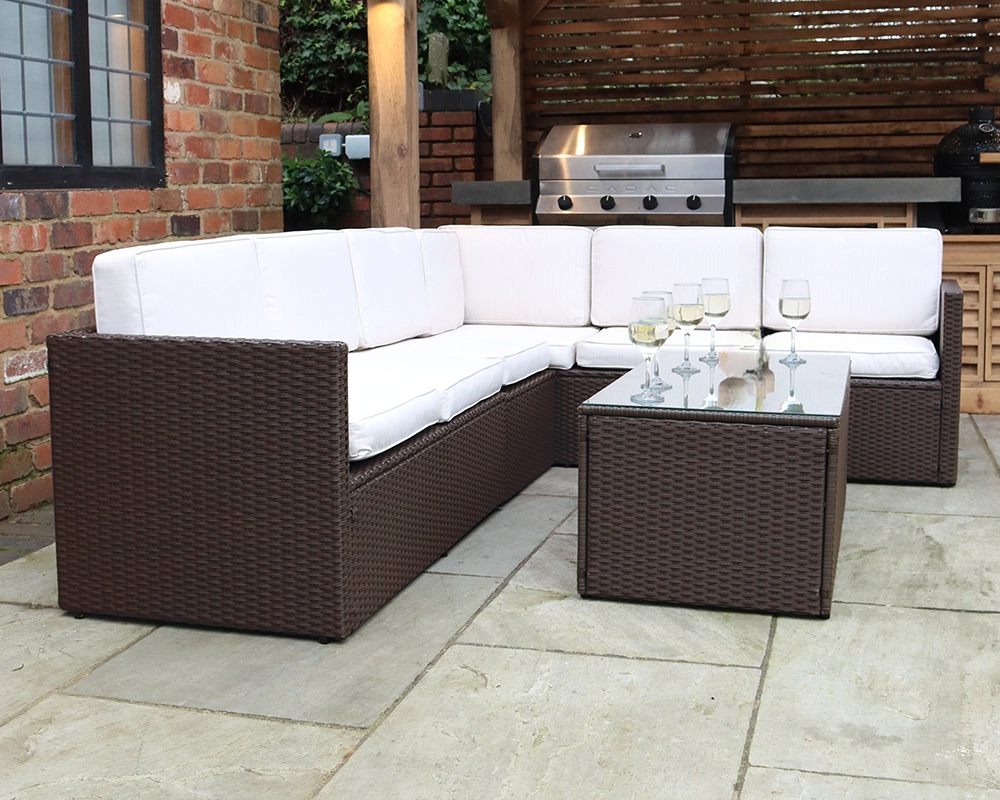 Berlin Six Seater Corner Lounging Set in Brown