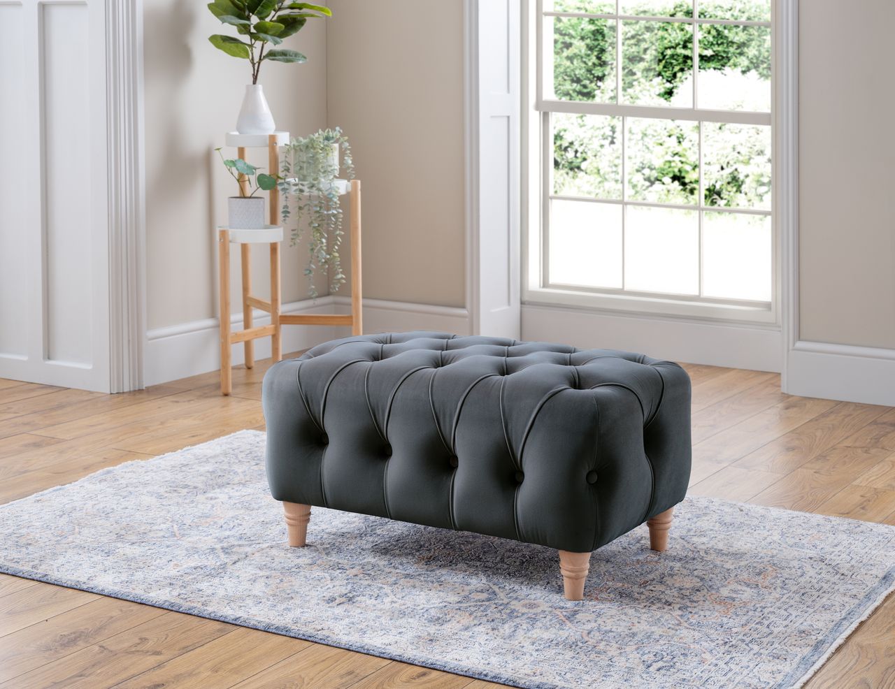 Canterbury Velvet Footstool