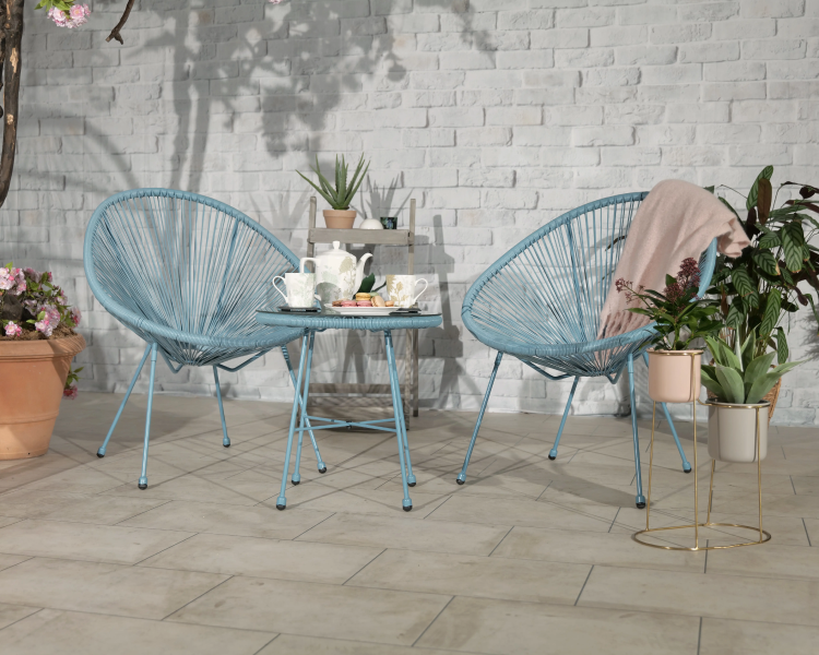 Monaco Blue Egg Chair Bistro Set