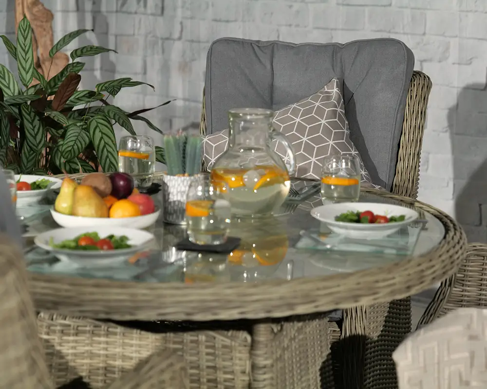 Wentworth 4 Seater Round Dining Set & Highback Chairs