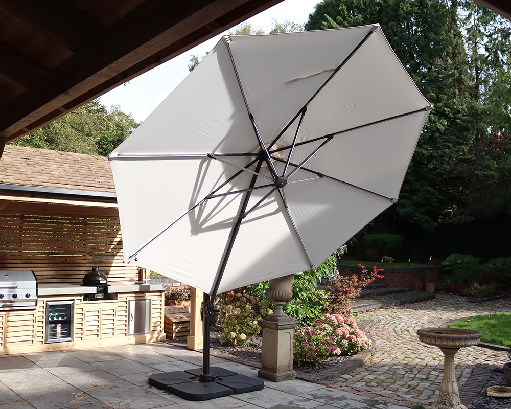 Ivory Parasol with LED strip lights