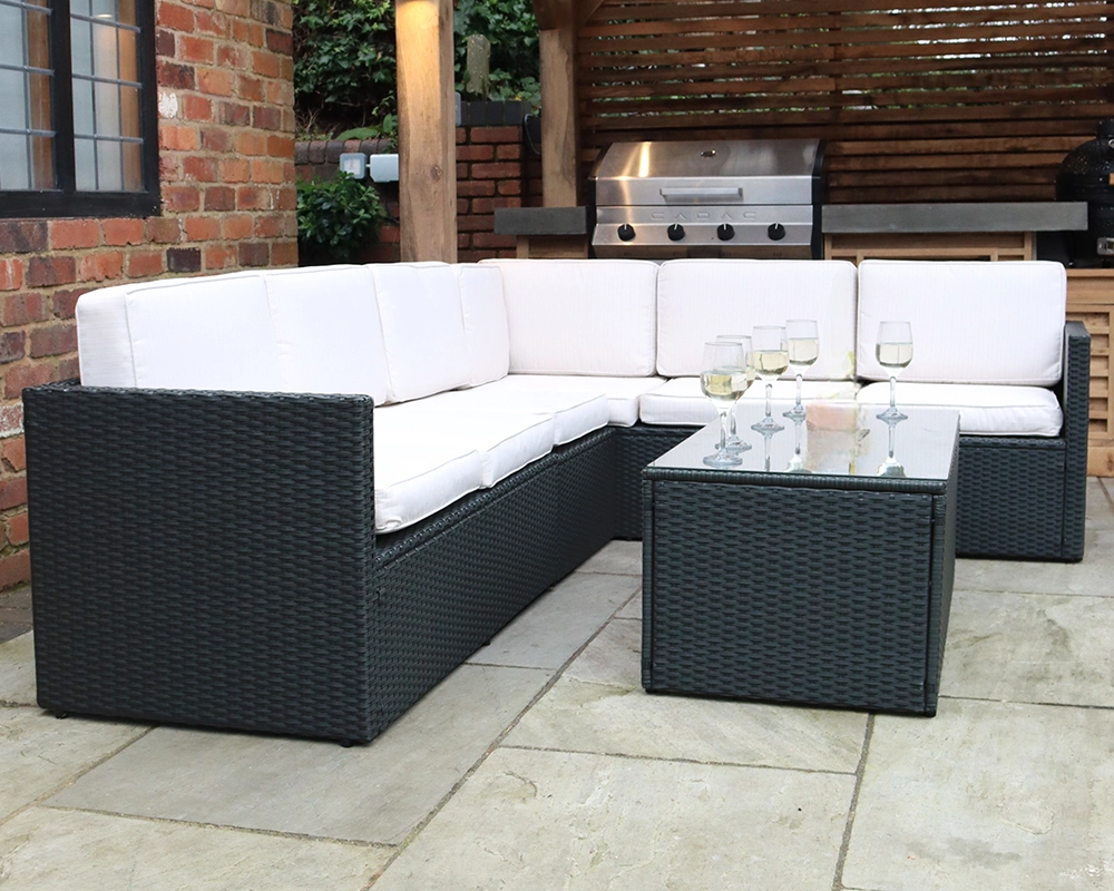 Berlin Six Seater Corner Lounging Set in Black